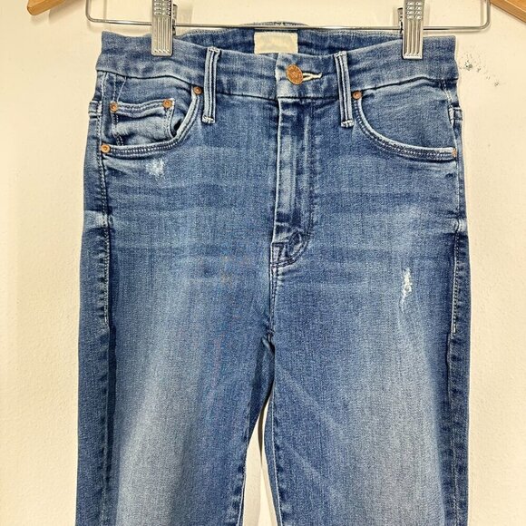 Mother Size 24 High Waisted Looker Ankle Fray Distressed Medium Wash Skinny Jean - Picture 7 of 8
